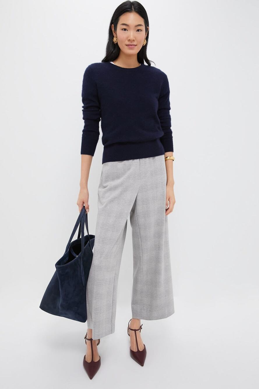 Tuckernuck Cropped Flare Carlton Pants in Gray Plaid - S
